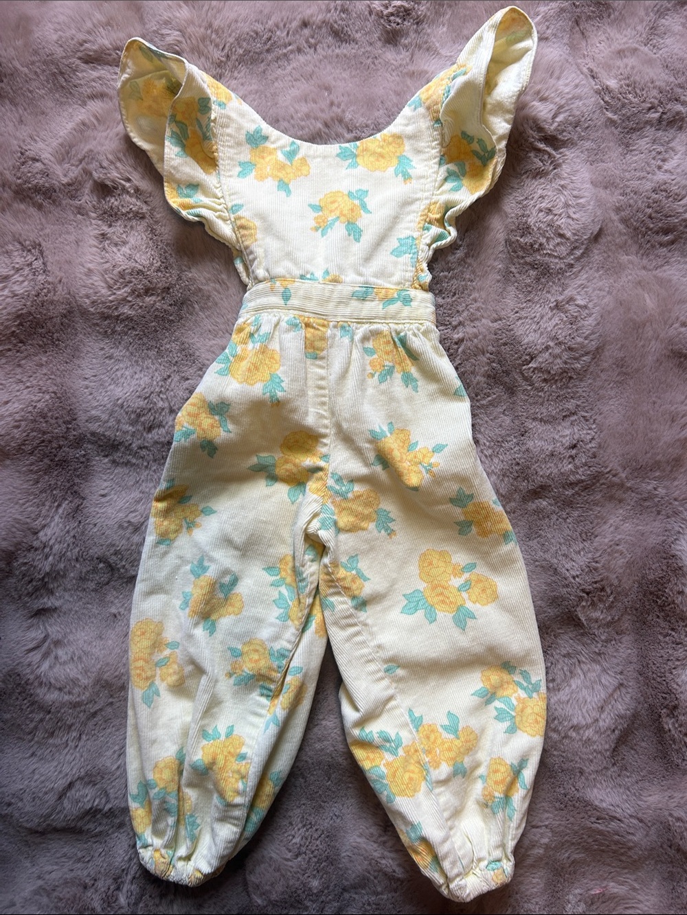 Vintage Mine Alone Floral Ruffle Strap Romper 2T